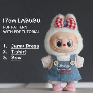 Clothes for 17cm Labubu Doll/Jumper dress/t-shirt/17CM LABUBU Macaron Doll Pattern, PDF pattern /sewing tutorial,Designer Labubu Accessories