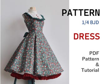 1/4 BJD Doll White Dress PDF Sewing Pattern: Pure, Sweet, Retro Charm (Digital Download)