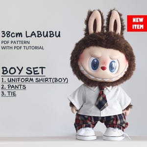 Clothes for 38cm Labubu Doll/ Shirt/ Pants/Tie/ 38CM LABUBU Macaron Doll Pattern, PDF pattern / sewing tutorial, Designer Labubu Accessories