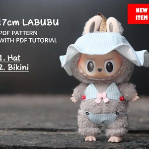 Clothes for 17cm Labubu Doll / Hat / Bikini/ 17CM LABUBU Macaron Doll Pattern, PDF pattern / sewing tutorial, Designer Labubu Accessories