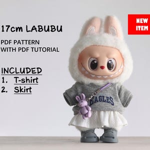 Clothes for 17cm Labubu Doll /  Dress / 17CM LABUBU Macaron Doll Pattern, PDF pattern / sewing tutorial, Designer Labubu Accessories