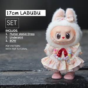 Clothes for 17cm Labubu Doll /  Dress / 17CM LABUBU Macaron Doll Pattern, PDF pattern / sewing tutorial, Designer Labubu Accessories