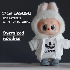 Clothes for 17cm Labubu/Oversized Hoodies/ hoody/17CM LABUBU Macaron Doll Pattern, PDF pattern/ sewing tutorial, Designer Labubu Accessories