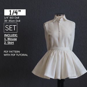 1/4 BJD Doll Clothes PDF sewing Pattern:  Blouse & Skirt Sewing Tutorial (39-45cm Doll)(pdf download)