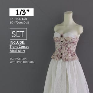 Strak korset en maxi-rok, instant download, pdf-patroon-/naaitutorial, voor 1/3 bjd-pop, pop 60-70 cm, SDGR, Fanff, SD16, msd-pop