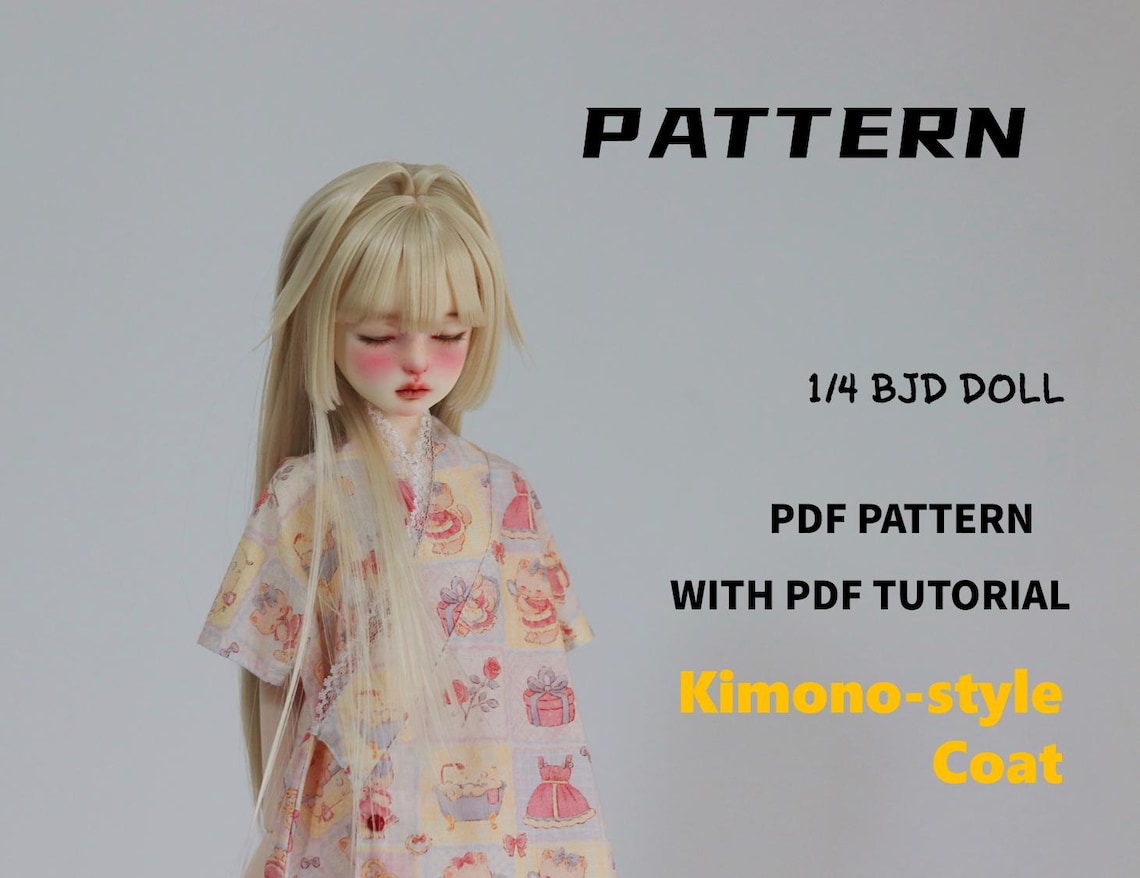 1/4 Bjd Kimono Doll Coat Sewing Pattern: Wabi-sabi Style (PDF Download ...