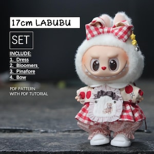 Clothes for 17cm Labubu Doll /  Dress/Bloomers/ 17CM LABUBU Macaron Doll Pattern, PDF pattern / sewing tutorial, Designer Labubu Accessories