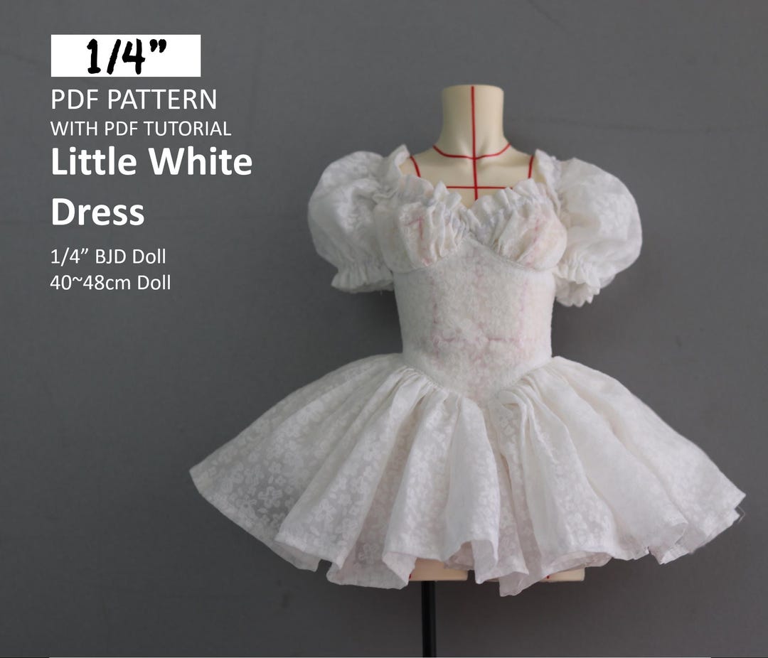 Little White Dress Pattern for Bjd Doll, PDF Instant Download, PDF ...