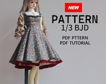 1/3 BJD Doll Outfit sewing Pattern:  Dress (Pdf download)