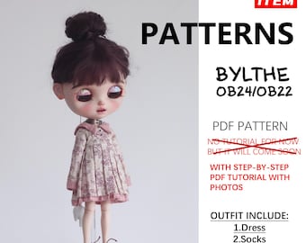 Blythe naaipatroon - Jurk/Sokken, PDF-handleiding, voor Blythe ob24 ob22 azone