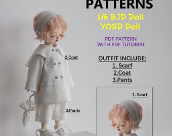 1/6 Bjd YOSD cloth sewing Pattern: Scarf/Coat/pants. Digital Download