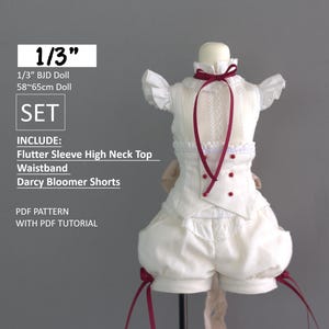 Flutter Sleeve High Neck Top / Waistband /Darcy Bloomer Shorts bjd Doll,  instant download, PDF pattern / sewing tutorial, for 1/3 bjd msd