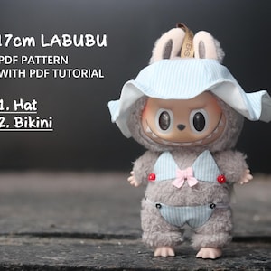 Clothes for 17cm Labubu Doll / Hat / Bikini/ 17CM LABUBU Macaron Doll Pattern, PDF pattern / sewing tutorial, Designer Labubu Accessories