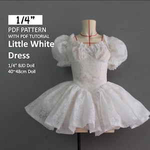 1/4 BJD Doll PDF sewing Pattern: white dress  (Pdf download) 40-48cm doll msd doll