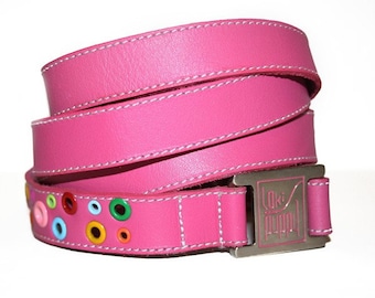 Loki Puppy Leather Dog Leash - Punk Pink