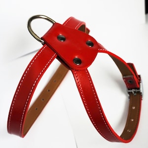 Cool  Leather Dog Harness RED