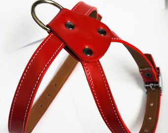 Cool  Leather Dog Harness RED