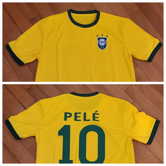 New Pele Brazil Retro Soccer Jersey All Sizes Available Kids