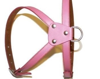 Girly Pink Leather Dog Harness