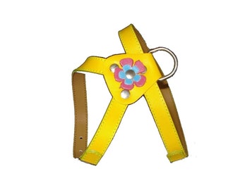 Cool Yellow Leather Dog Harness