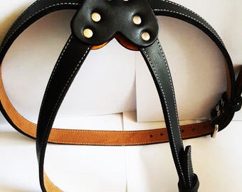 Cool  Leather Dog Harness Black