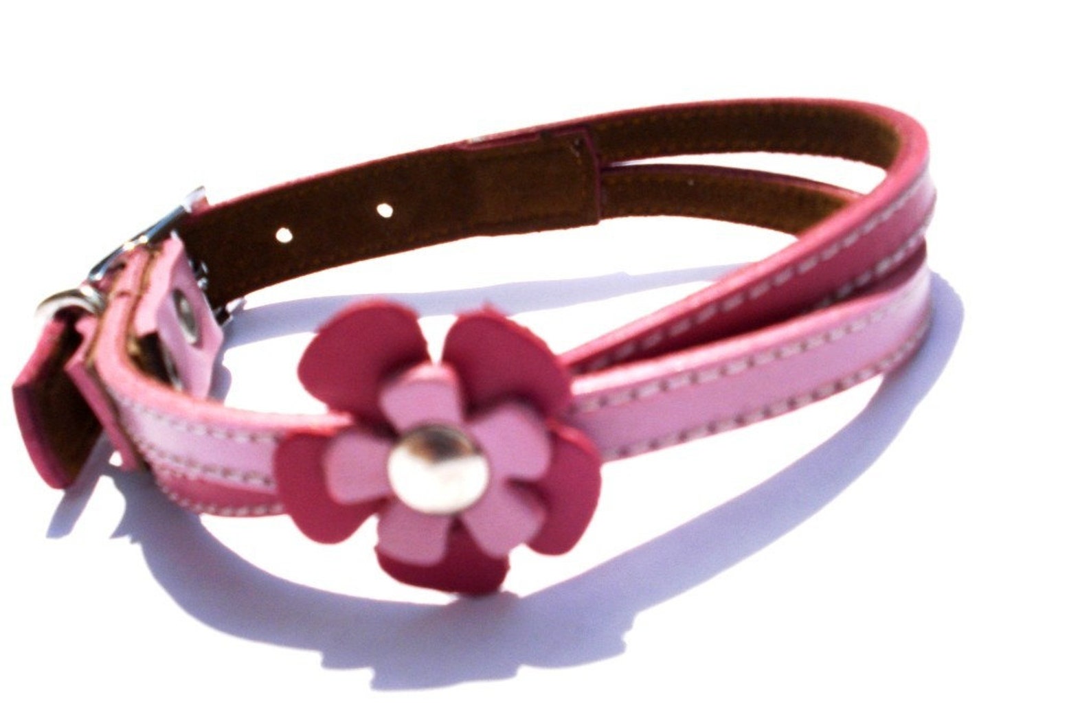 Swirl Leather Dog Collar in Hot Pink and Soft Pink Etsy