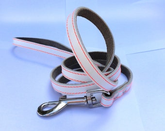 Cool White Leather Dog Leash