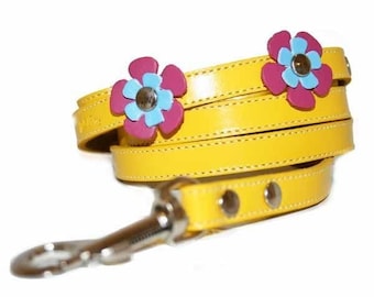 Cool Yellow Leather Dog Leash Lead