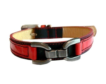 Bello - Cool Leather Dog Collar Black and Red