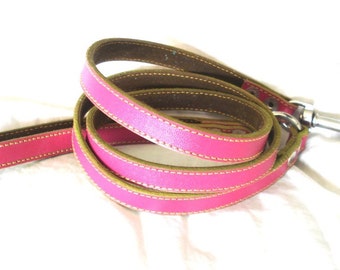 Cool leather Dog Leash Lead Hot Pink