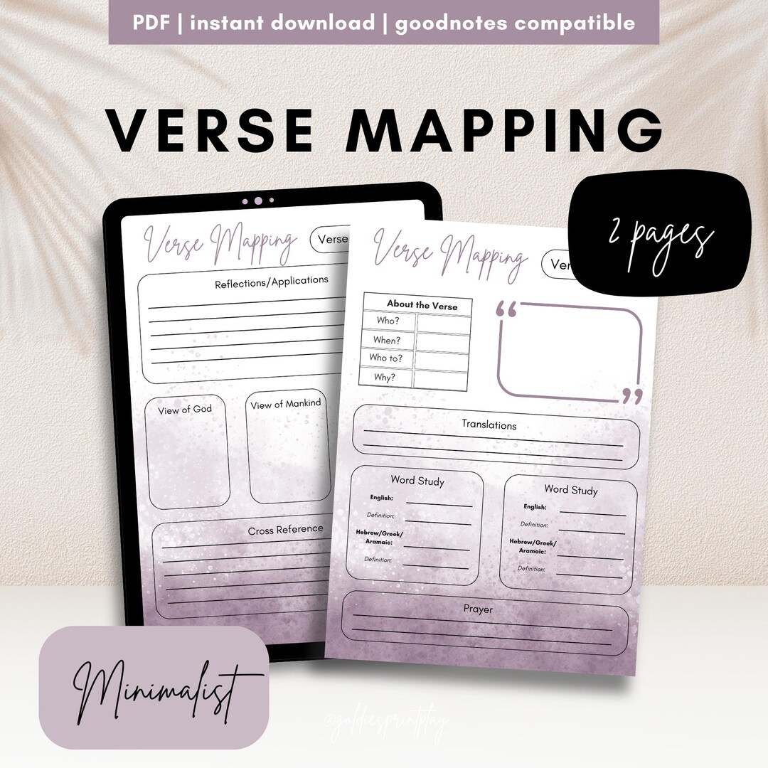 Bible Verse Mapping Journal | Devotional Scripture Study Guide | Verse ...