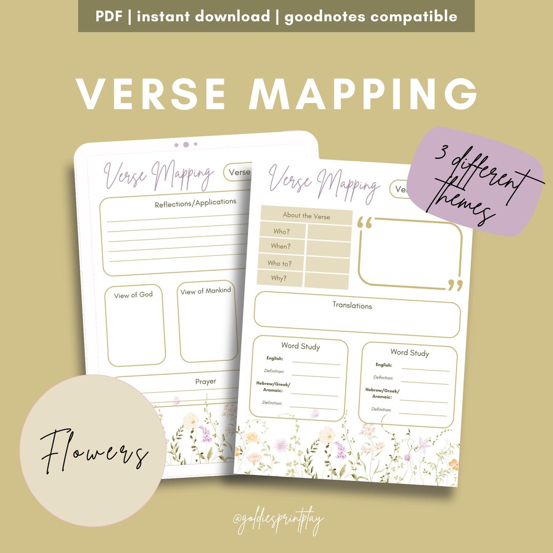 Floral Verse Mapping Templates for Women | Bible Study Printables in 3 ...