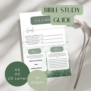 Guía de estudio bíblico | 16 páginas | Imprimibles de estudio bíblico | A4, A5 y Carta EE.UU. | Descarga digital | Mapeo fresco | Planificador | Oración