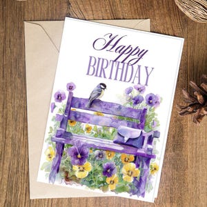 Cartão de Aniversário com Lindos Amores-Perfeitos Digital Download