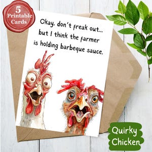 5 cartes de poulet originales et drôles à téléchargement numérique 5 x 7 pour toutes les occasions