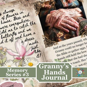 Kit de diario basura para abuelas, diario de recuerdos familiares, collages de efímeras de las manos de la abuela, homenaje a las abuelas, reflexiones