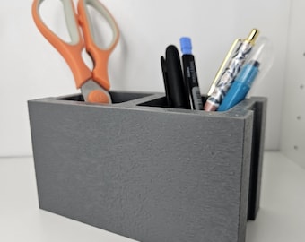 Concrete Inspired Desk Organizer: Industrial Modern Pen & Pencil Holder