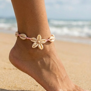 Oceanic Flower – Handmade Anklet with Natural Seashells