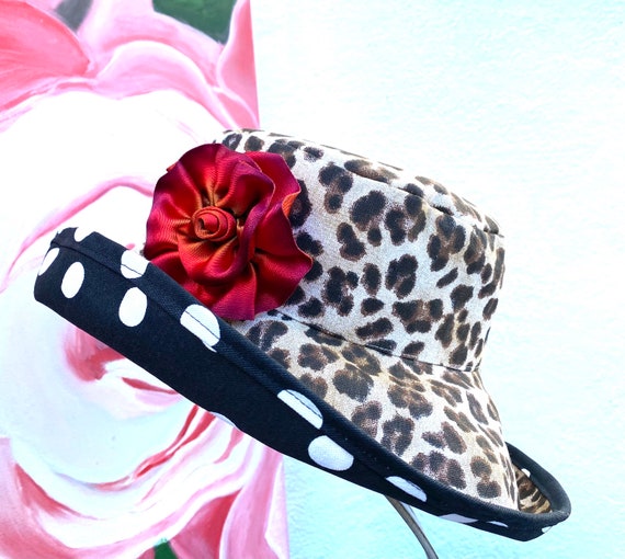Leopard Print Hat with Red Flower Accent Leopard Print Trucker Hat – Red Floral Embroidery  main image 4