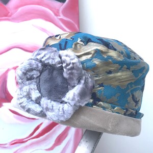 Reversible Cloche Hat: Brocade Asian Floral, Crushable Fall Fashion