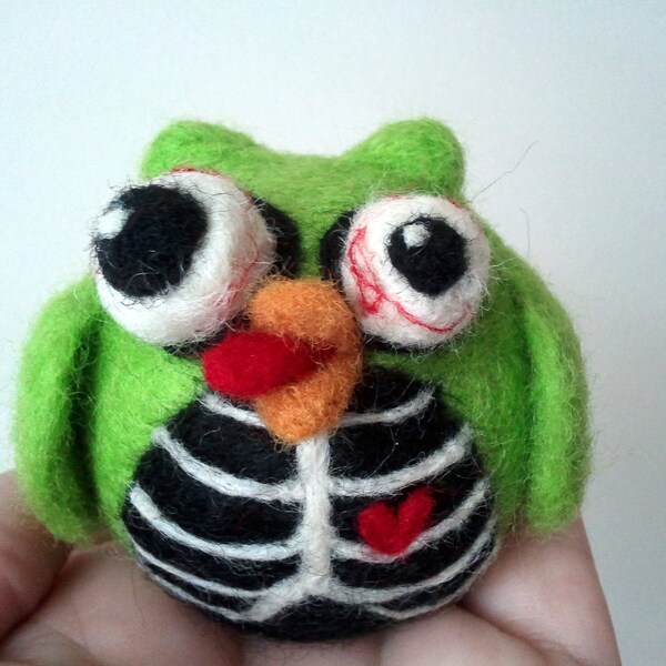 Needle Felted Zombie Owl - Made to Order