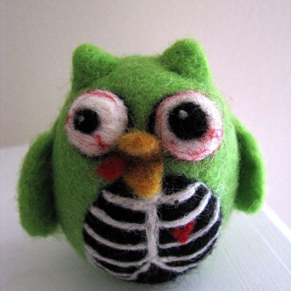 Zombie Owl with Exposed Rib Cage