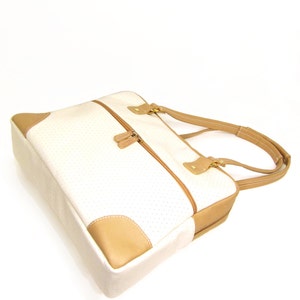 Genuine Leather Tan and Beige Leather Bag With Double Zipper Closures image 3