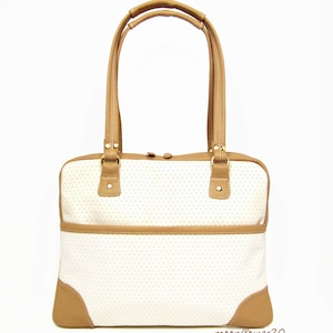 Genuine Leather Tan and Beige Leather Bag With Double Zipper Closures image 1