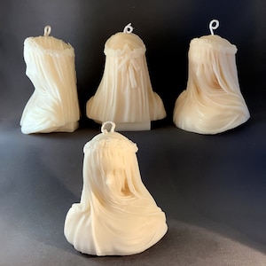The Veiled Virgin Lady Candle - Sculptured Candle - Sculpted Pillar Candle