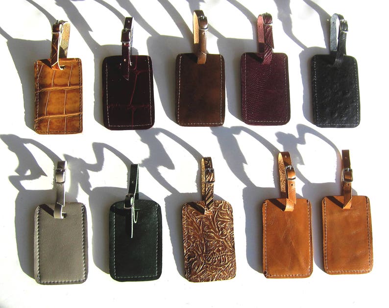 Choose Your Favorite Color Genuine Leather Luggage Tags Etsy