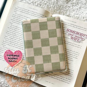 Groen geruite Kindle-inzet voor Paperwhite Signature 11e editie, lente Kindle-inzetstuk, leuke unieke Kindle-inzetstuk, esthetische Kindle-deco