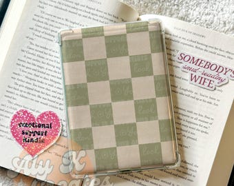 Green Checkered Kindle Insert, Kindle Accessories Aesthetic, Minimalistic Kindle Insert