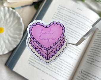 Bat Boys Heart Cake Sticker, Fantasy Inspired Bookish Sticker