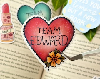 Team Edward Twilight Inspired Sticker, Tattoo Art Style Sticker for Readers, Gift for Birthday, YA Romance sticker, Bookish Kindle Stickers